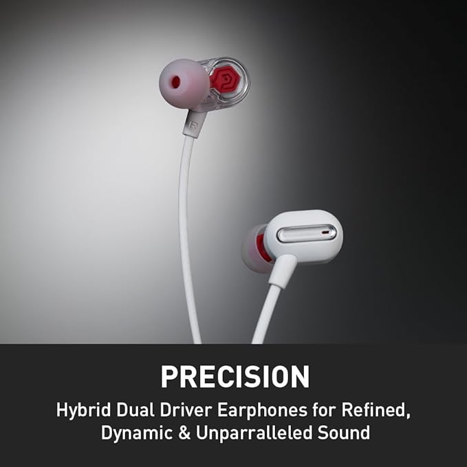 Phiaton MS 300 BA White Balanced Armature Headphones with Mic – Sound-Isolating Earphones with Rich Audio Quality, Dual-Driver, Headphone Mic, and Inline Remote 