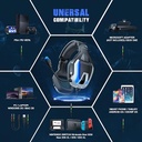 ONIKUMA K12 Stereo Gaming Headset with Mic, Controls and LED Light for PC, PS4, Xbox and Mobiles - Blue