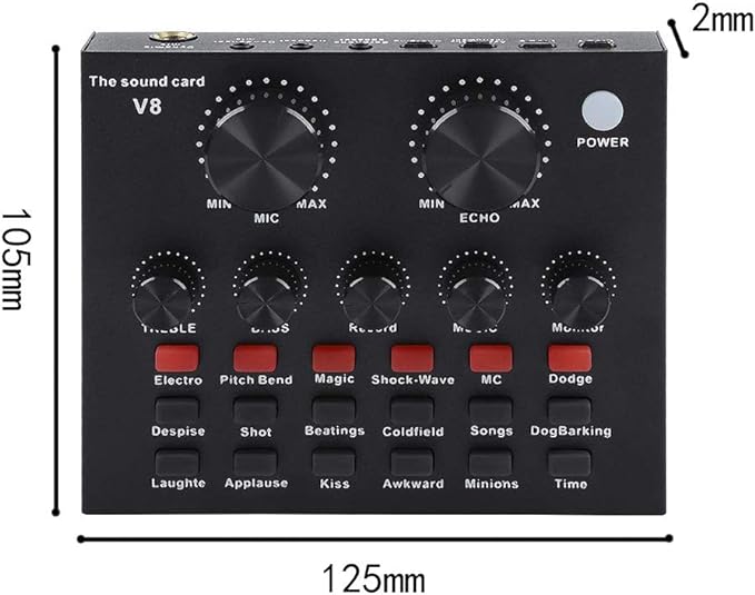 V8-Live Sound Card, USB External V8 Karaoke Recording Mobile Audio Mixer, Audio Live Broadcast KTV Sound Card for Live Broadcast, K Songs, Recording, Voice Chatting