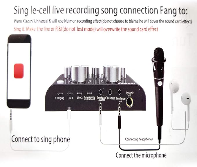 V8-Live Sound Card, USB External V8 Karaoke Recording Mobile Audio Mixer, Audio Live Broadcast KTV Sound Card for Live Broadcast, K Songs, Recording, Voice Chatting