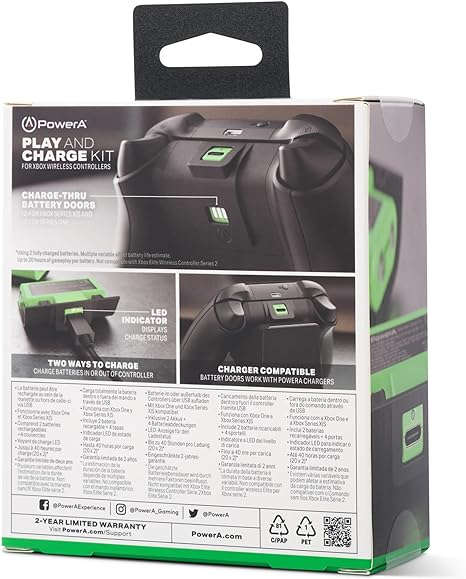 PowerA Play & Charge Kit for Xbox Series X|S and One Wireless Controller, Rechargeable Battery Pack, Officially Licensed for Xbox