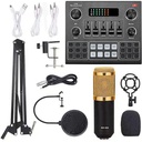 V9-Live Sound Card, USB External V9 Karaoke Recording Mobile Audio Mixer With Bluetooth