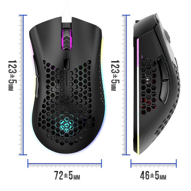 K-Snake BM600 1600 DPI 7-keys Hollow Lightweight Wireless Charging RGB Colorful Gaming Mouse(Wireless BM600 Black)