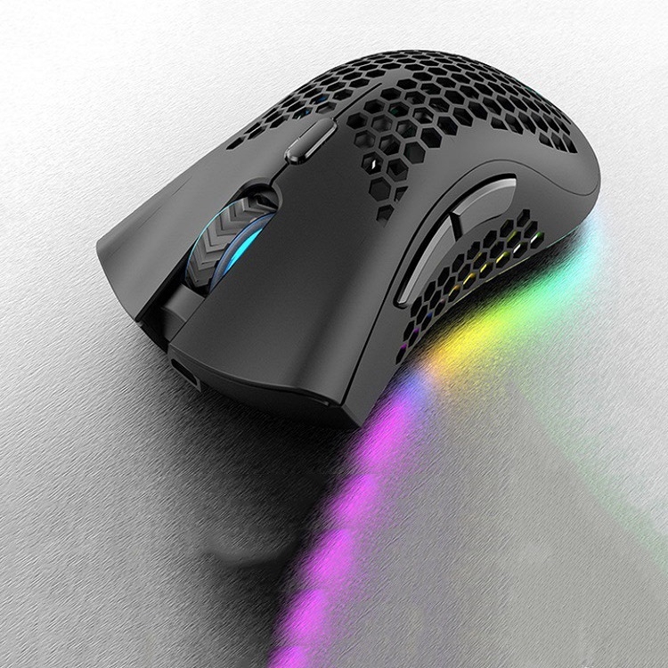 K-Snake BM600 1600 DPI 7-keys Hollow Lightweight Wireless Charging RGB Colorful Gaming Mouse(Wireless BM600 Black)