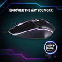 HP M270 Backlit USB Wired Gaming Mouse with 6 Buttons, 4-Speed Customizable 2400 DPI, Ergonomic Design, Breathing LED Lighting, Metal Scroll Wheel, Black