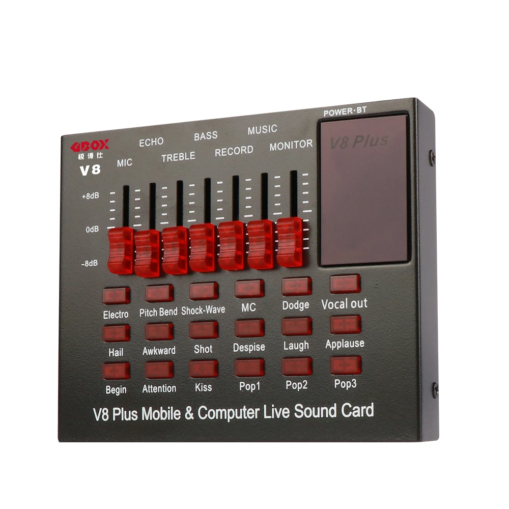 Live Sound Card USB Audio Interface with Multiple Sound Effects BT Connection for Singing Live