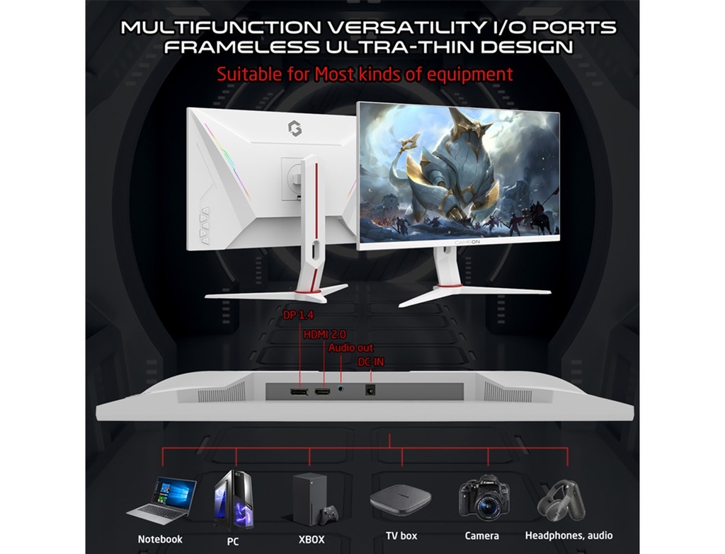 GAMEON GOA24FHD180IPS Artic Pro Series 24" FHD, 180Hz, MPRT 0.5ms, Fast IPS Gaming Monitor (Support PS5) - White