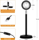 Sunset Lamp Projector, 180 Degree Rotation Sunset Projection Light Led Night Light Floor Lamp with USB Port
