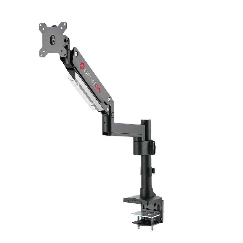 GameOn Elite Pole-Mounted Aluminum Heavy-Duty Gas Spring Single Monitor Arm (17" - 49")