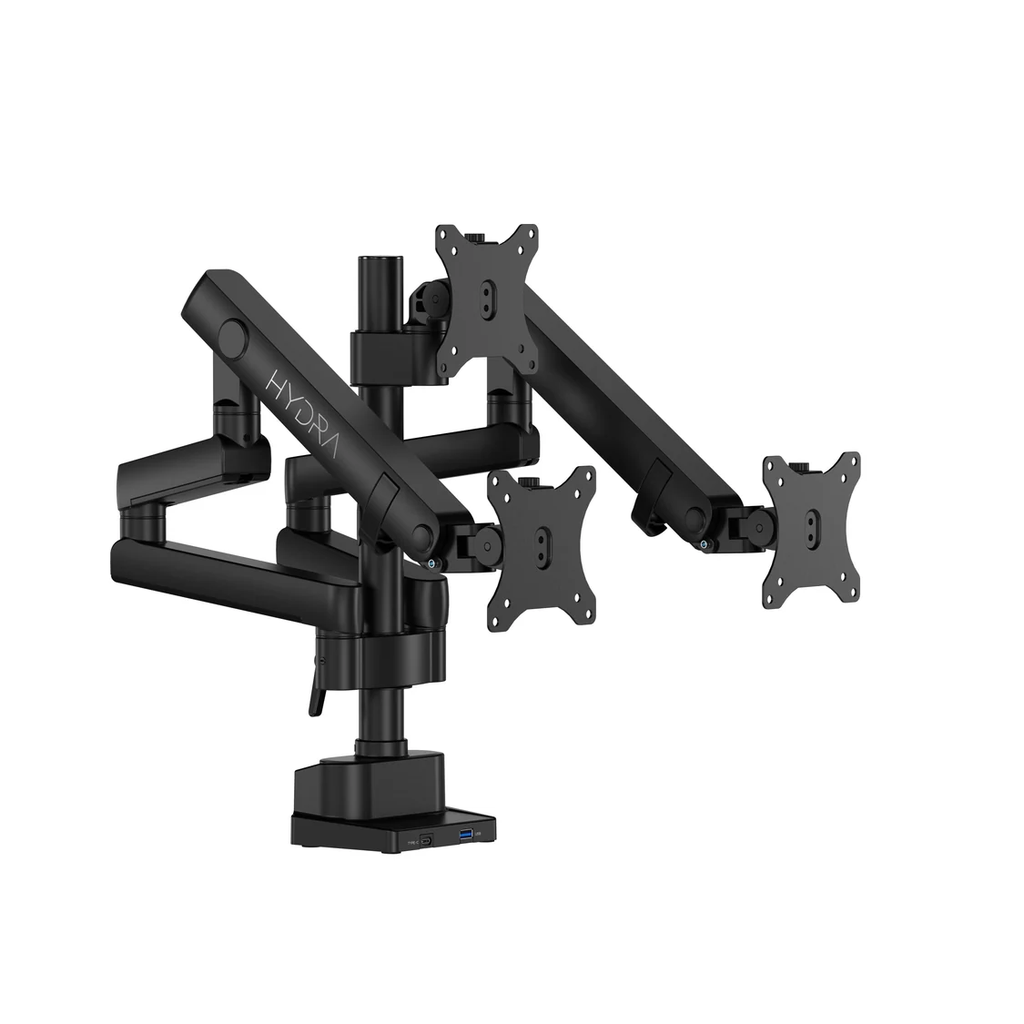 Sades Hydra Triple Monitor Arm Screen Rotation Vesa Compatible USB-A & USB-C - Black (Fit Screen Size 17" - 27")