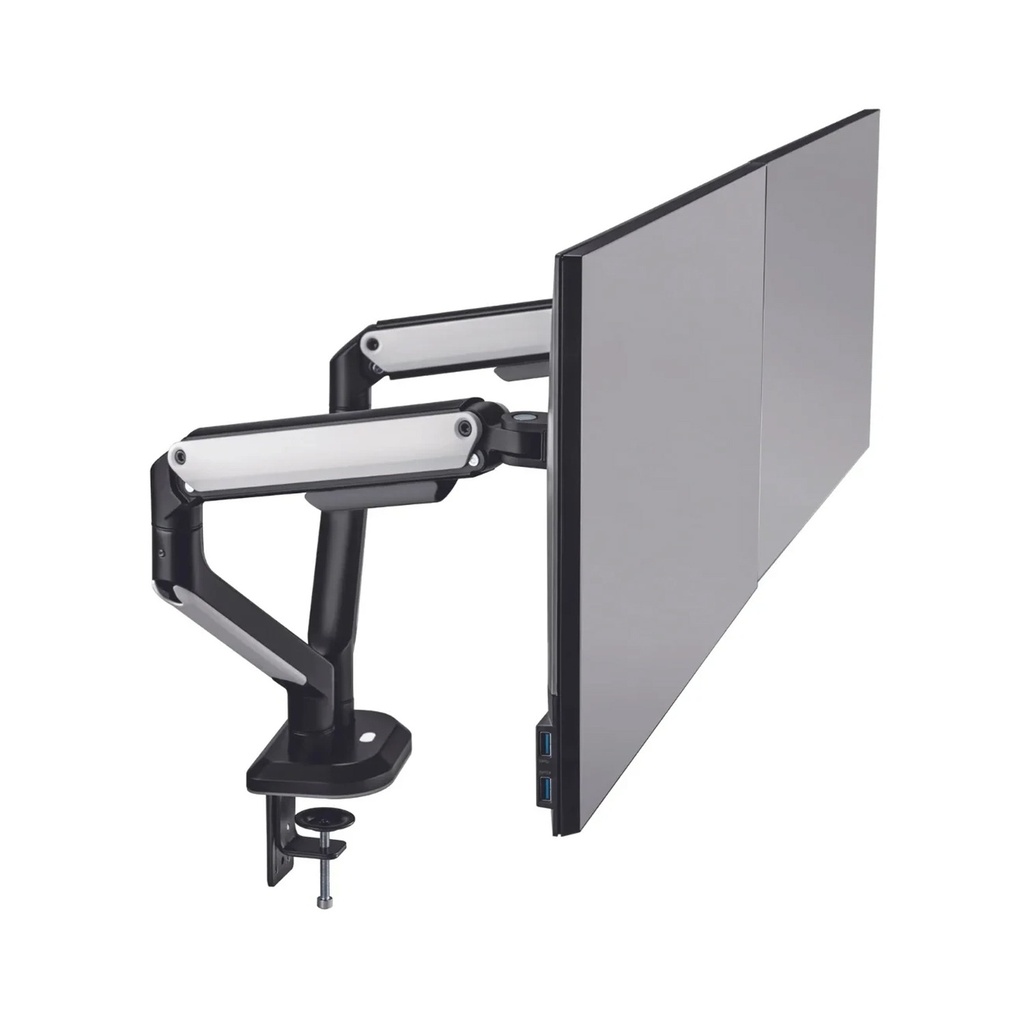 Sades APEP Dual Monitor Arm RGB Screen Rotation Vesa Compatible - Black & white (Fit Screen Size 17" - 32" Flat/Curved)