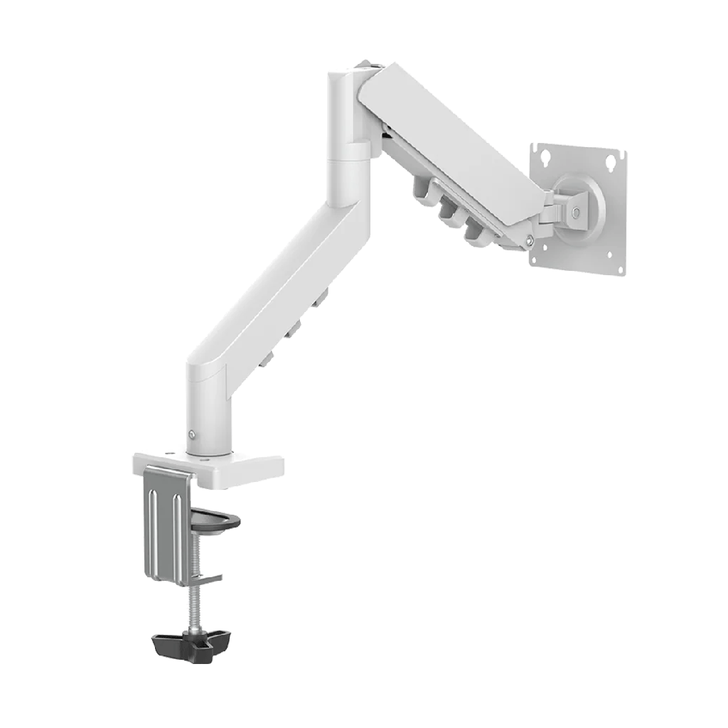 GameOn GO-5501 Gas Mechanical Spring Single Monitor Arm For Gaming And Office Use - White