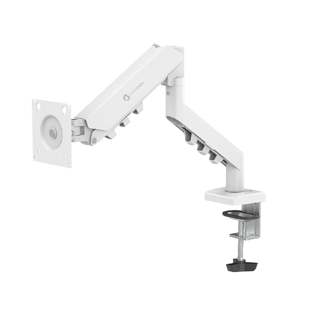 GameOn GO-5501 Gas Mechanical Spring Single Monitor Arm For Gaming And Office Use - White