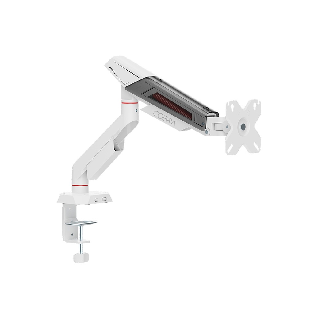 Sades Cobra Single Monitor Mount Arm (Max size 40"/12KG Per ARM) - White