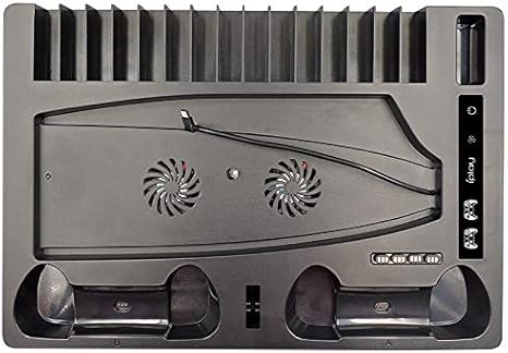 Multi-Function Charging Stand with Cooling Fan for PS5 Disc/Digital Edition/PS5 Controller, Vertical Charger Cooling Storage Stand for Playstation5 (Black) 