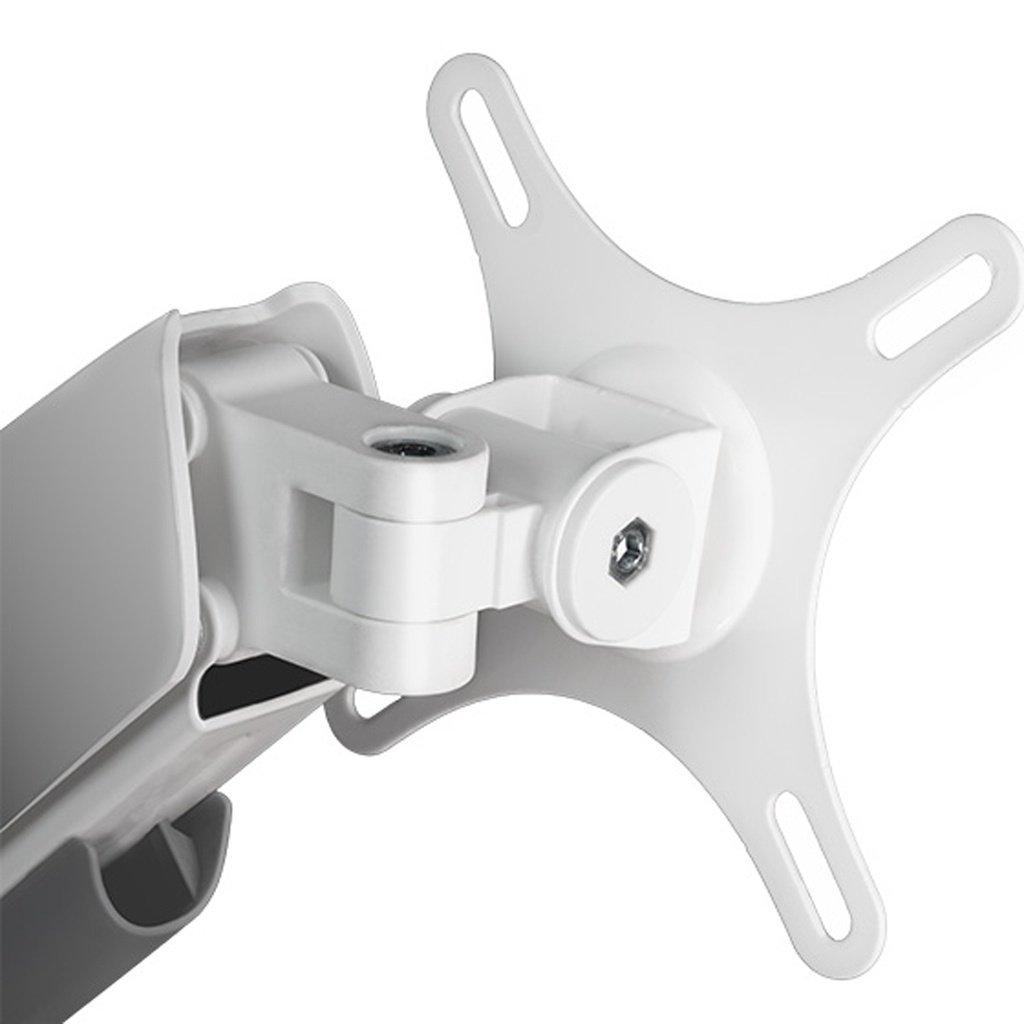 Silver Stone Dual Monitor Arm With Mechanical Spring And Plastic Armor (24'' to 32'') - White
