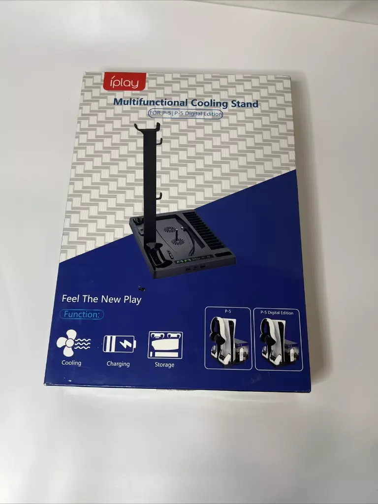 Multi-Function Charging Stand with Cooling Fan for PS5 Disc/Digital Edition/PS5 Controller, Vertical Charger Cooling Storage Stand for Playstation5 (Black) 