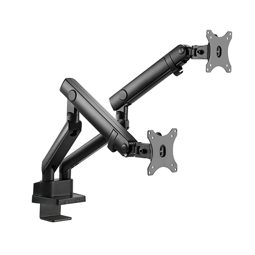 Silver Stone Dual Monitor Arm With Mechanical Spring Design And Versatile Adjustability (17'' to 32'')