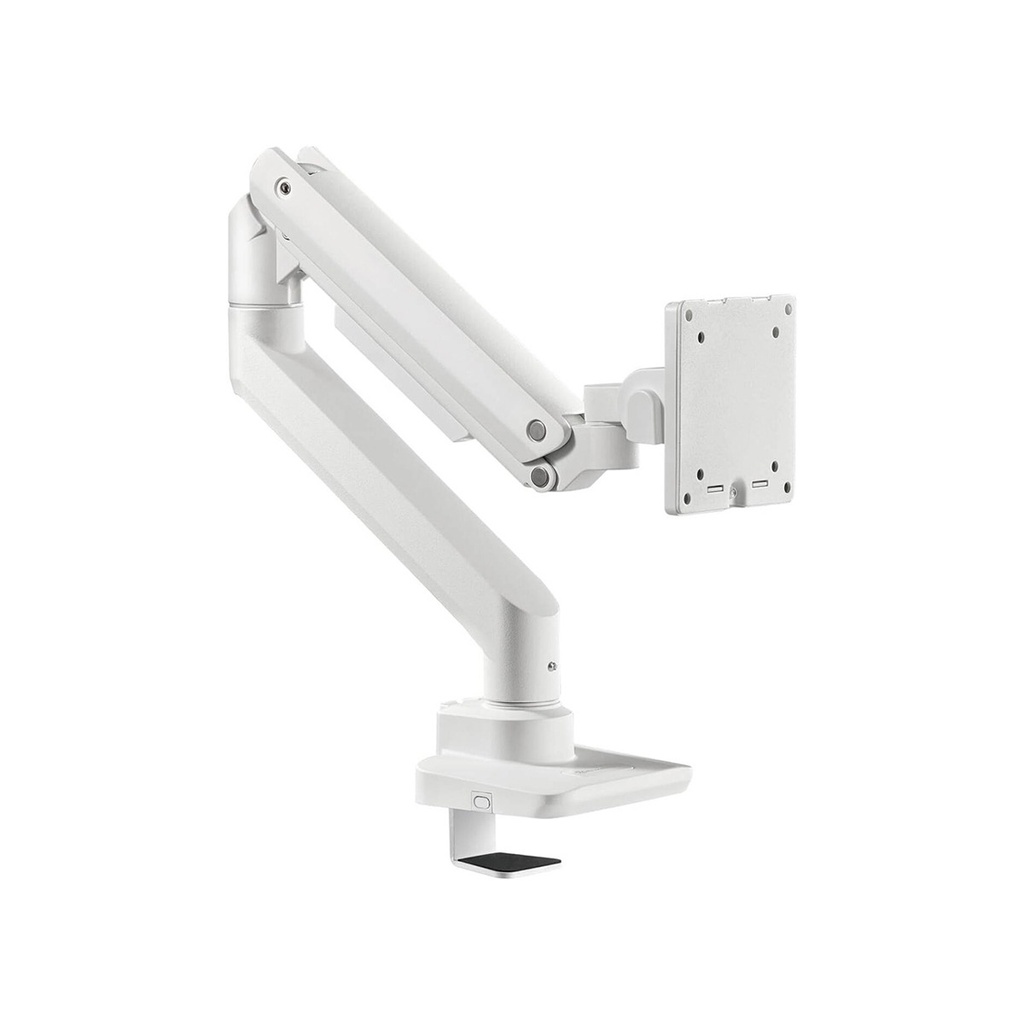 Silver Stone Single Monitor Arm With Heavy Duty Gas Spring Design And Versatile Adjustability (17'' to 49'') - White