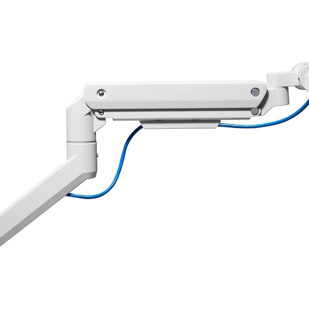 Silver Stone Single Monitor Arm With Heavy Duty Gas Spring Design And Versatile Adjustability (17'' to 49'') - White