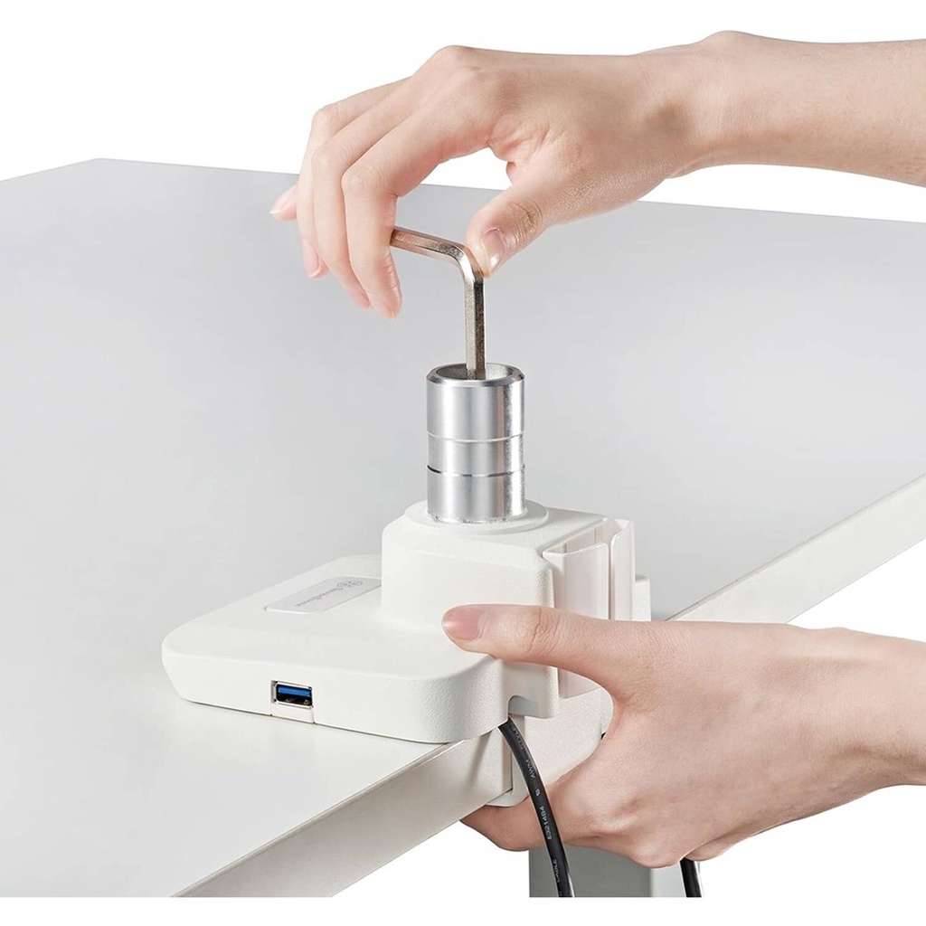 Silver Stone Single Monitor Arm With Heavy Duty Gas Spring Design And Versatile Adjustability (17'' to 49'') - White
