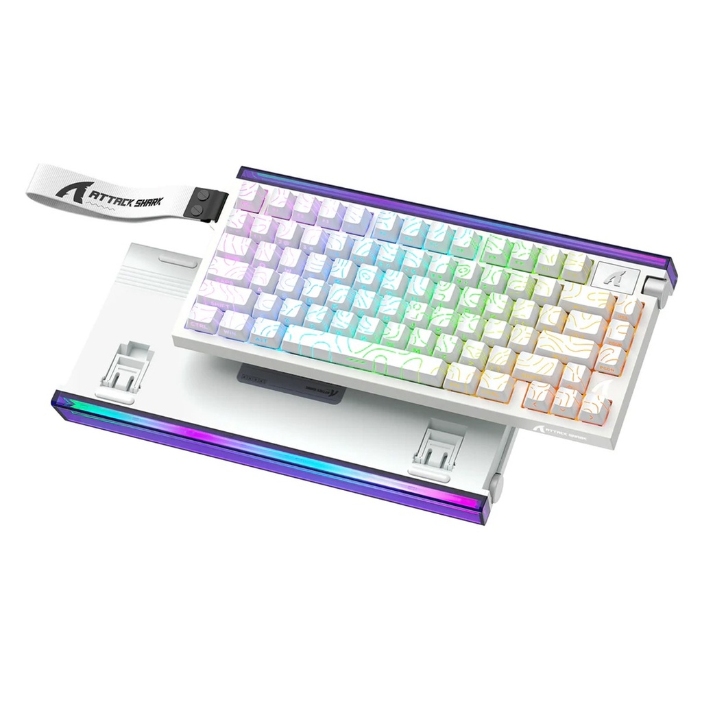 Attack Shark R85 HE Wired Magnetic Swtich mechanical Keyboard 8000hz Polling Rate, 0.005mm RT Purple Mandrel Switch - White Contour