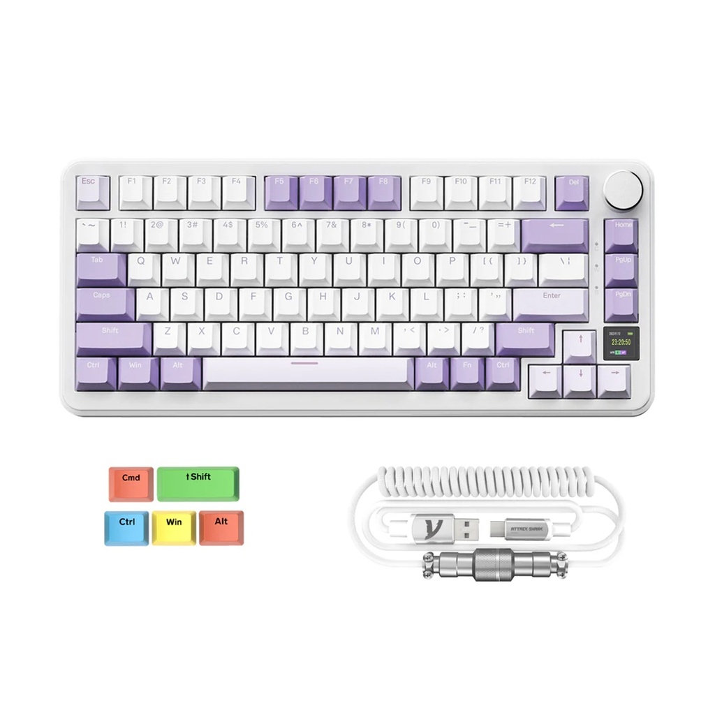 ATTACK SHARK X85Pro 75% Tri-Mode Gasket Mechanical Keyboard Blueberry Switch Linear - Lavender