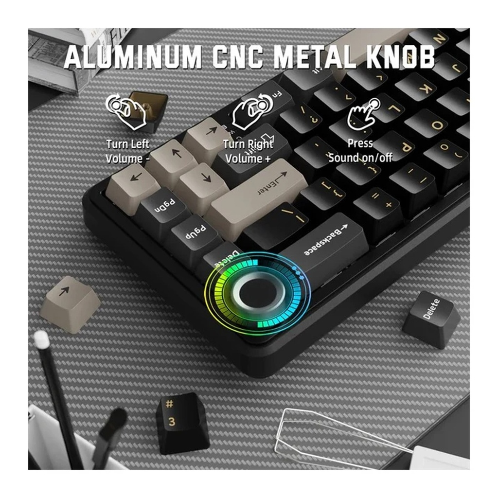 ATTACK SHARK X66 60% Wireless Mechanical Gaming Keyboard Gasket Hot Swappable Custom Keyboard, PBT Keycaps - Star Black Strawberry Switch