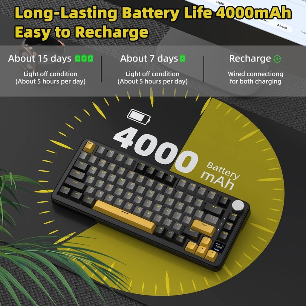 ATTACK SHARK X85Pro 75% Tri-Mode Gasket Mechanical Keyboard Blueberry Switch Linear - Starry Black