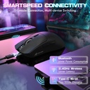 Attach Shark X1 PAW3395 Pro Wired+2.4G & BT Connections 50-40000DPI, 100 Million Times Switch with RGB Charging Dock - Black