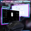Attach Shark X1 PAW3395 Pro Wired+2.4G & BT Connections 50-40000DPI, 100 Million Times Switch with RGB Charging Dock - Black