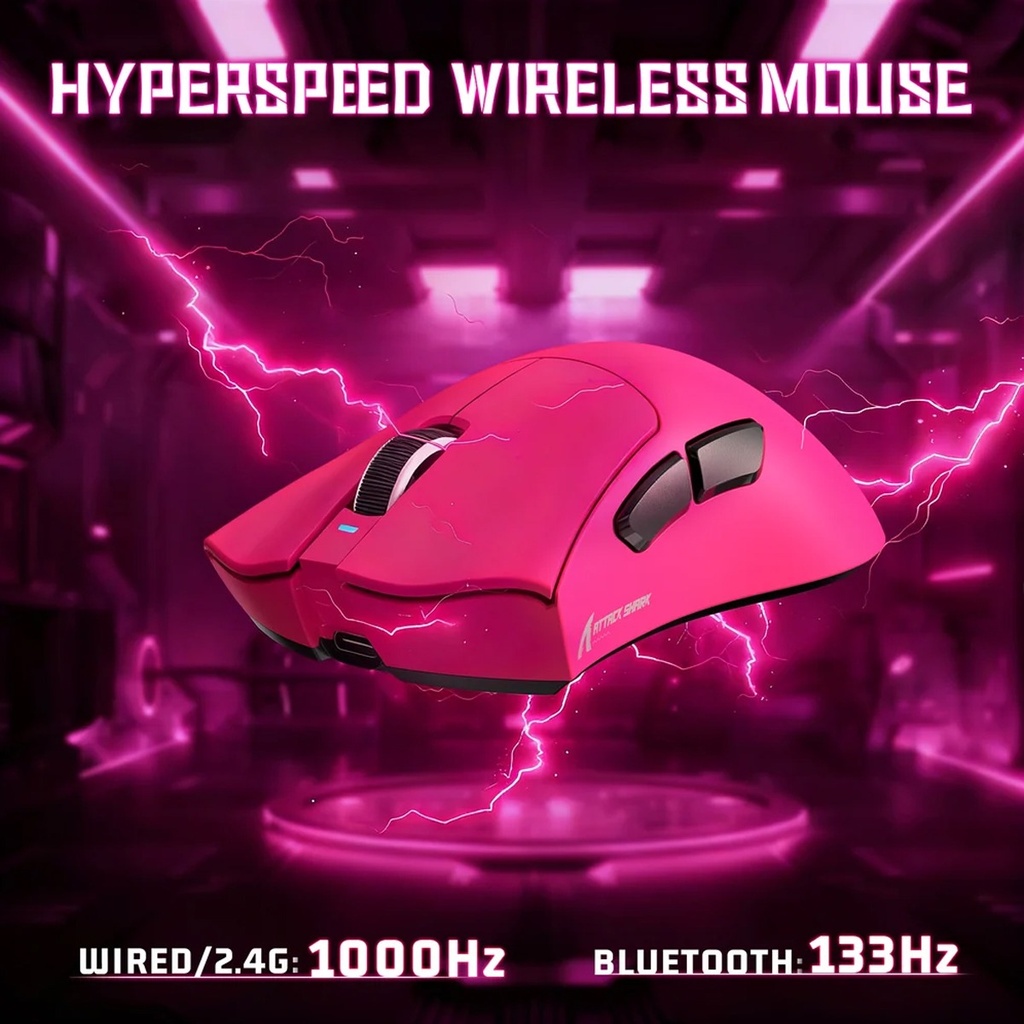 Attack Shark V3 wired+ Wireles s & Bluetooth 1K Polling Rate - Berry Red