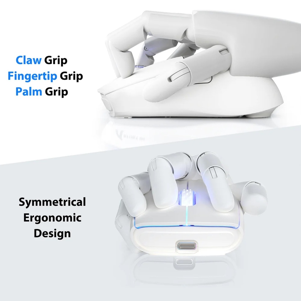 Attack Shark X5 RGB Wired+2.4Gz & BT Connection, Light Weight Design, Ergonomic Design 4000DPI Adustment - White