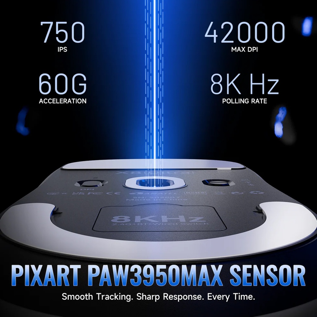 ATTACK SHARK X8Ultimate Tri-mode Lightweight Wireless Gaming Mouse With 8K Polling Rate - White