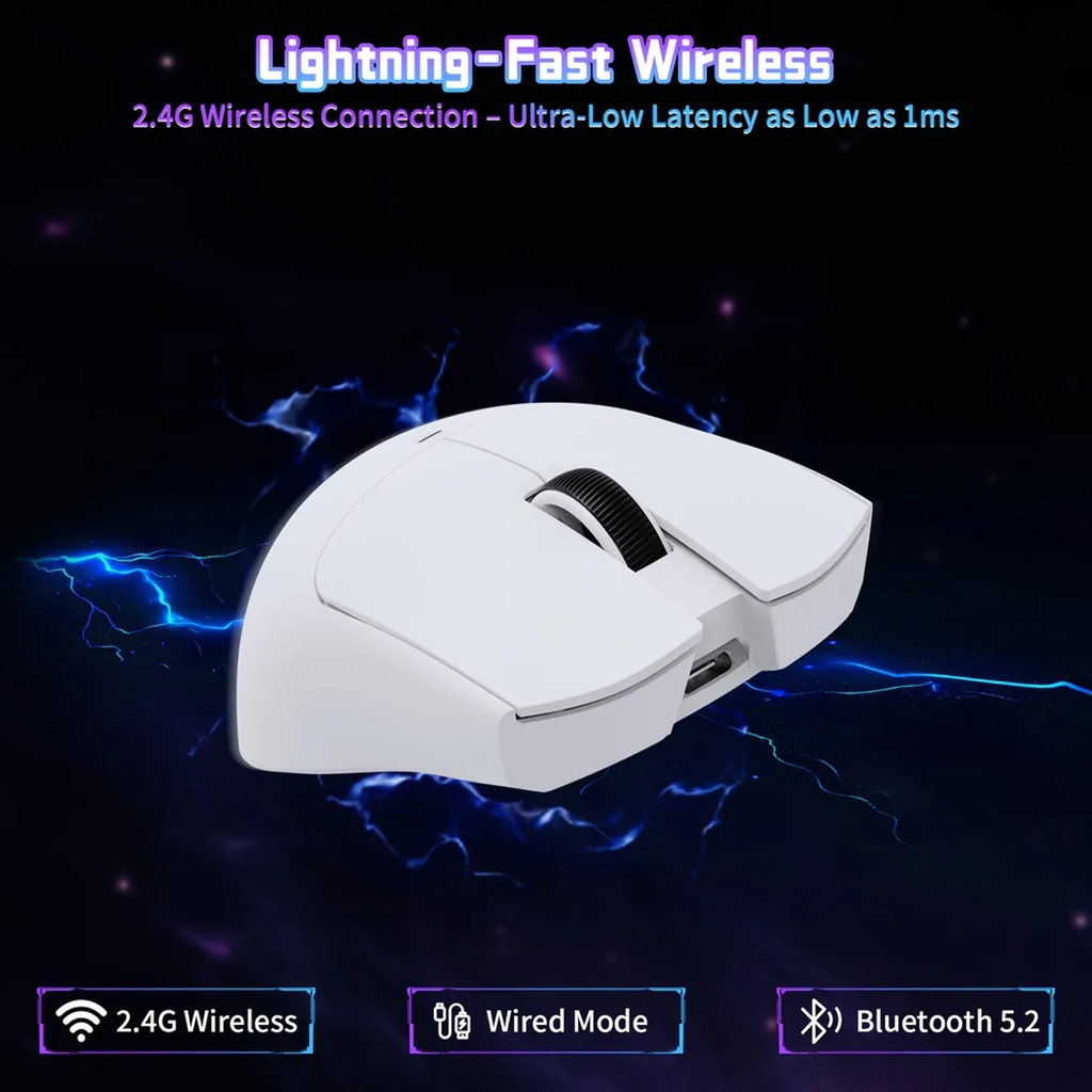 Attack Shark Wired+2.4G & BT 5.2 Connection 800-22000DPI Adjustable - White