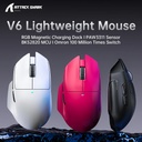 Attack Shark V6 Tri-Mode Connection 800-25000DPI, 1K Polling Rate with Magnetic Charging Dock - White