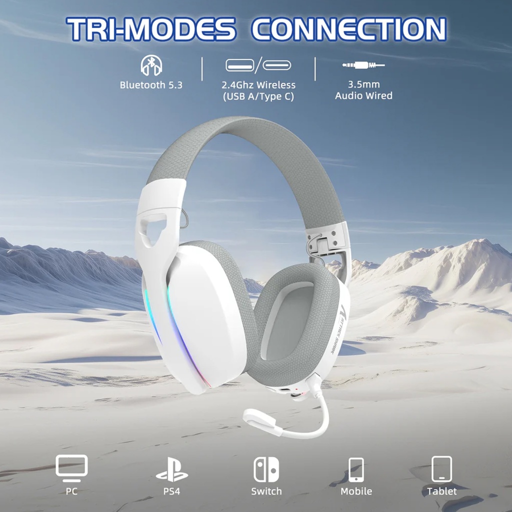 Attack Shark L90 Wired+2.4G & BT Tri-Mode Switching - White