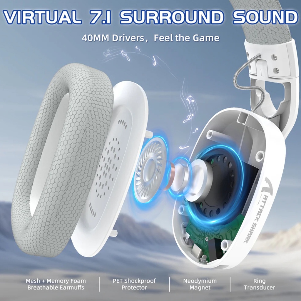 Attack Shark L90 Wired+2.4G & BT Tri-Mode Switching - White