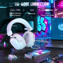 Attack Shark L30 Pro Wired+2.4G & BT Tri-Mode Gaming Headset, Omnidirectional Microphone Wireless Range Upto 10 Meter - White & Silver