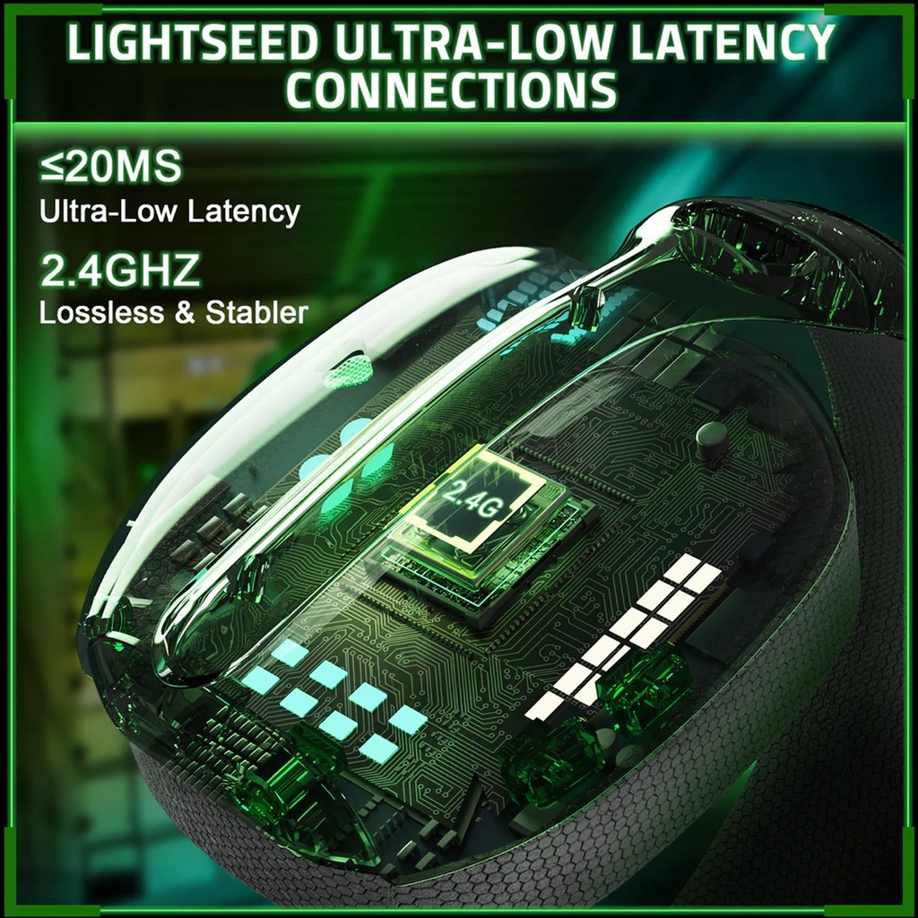 Attack Shark L80 Pro Tri-Mode Gaming Headset Noise-Cancelling, Wireless Range Upto 10 Meter - White