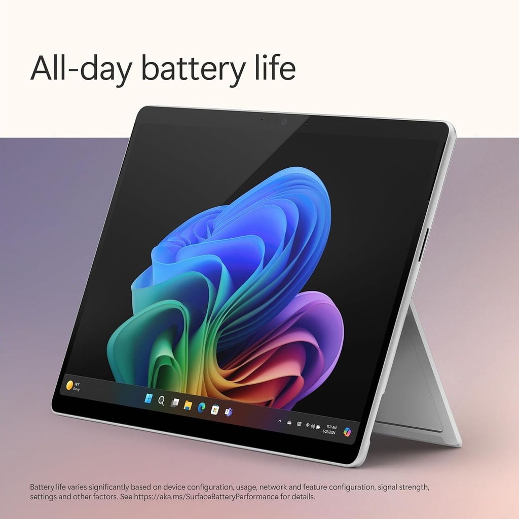 Microsoft Surface Pro 11, Snapdragon X Plus Processor, 16GB RAM, 256GB SSD, 13" 2K 120Hz Touch Display, Windows 11 Pro, Platinum | ZIK-00007