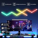 LED Smart Glide Wall Line Light, WiFi RGB LED Wall Light for Gaming Room, 16M+ Colors, Music Sync, Compatible with Alexa and Google Assistant(9 Light Lines,White) 