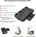 KJH-P5-010-2 PS5 Cooling Fan Station and Dual Controller Charger Station for Playstation 5 PS5 Console, LED Indicator + 16 Game Storage disc Holders, 3 USB Ports (Black) 