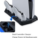 KJH-P5-010-2 PS5 Cooling Fan Station and Dual Controller Charger Station for Playstation 5 PS5 Console, LED Indicator + 16 Game Storage disc Holders, 3 USB Ports (Black) 