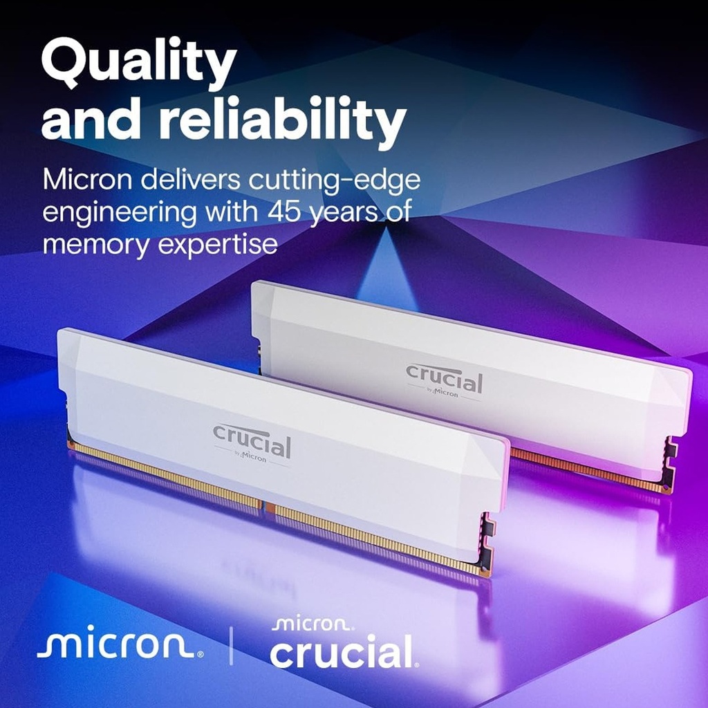Crucial Pro 32GB (2x16GB) DDR5 6400MT/s CL38 Memory Kit - White