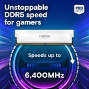 Crucial Pro 32GB (2x16GB) DDR5 6400MT/s CL38 Memory Kit - White