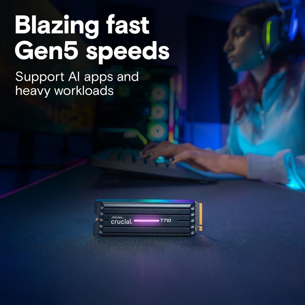 Crucial T710 PCIe Gen5 NVME M.2 SSD 2TB With HeatSink Read Upto 14,500