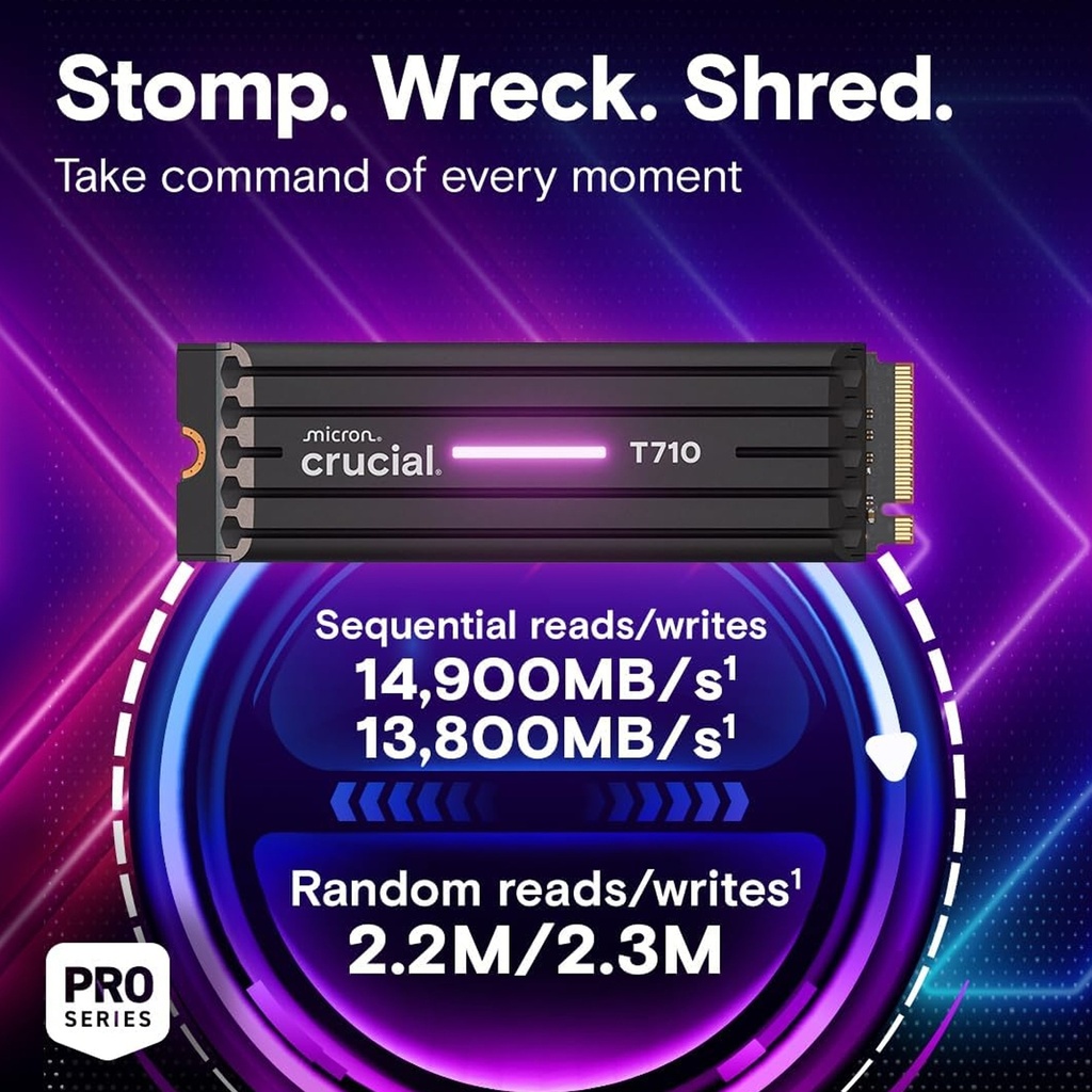 Crucial T710 PCIe Gen5 NVME M.2 SSD 2TB With HeatSink Read Upto 14,500