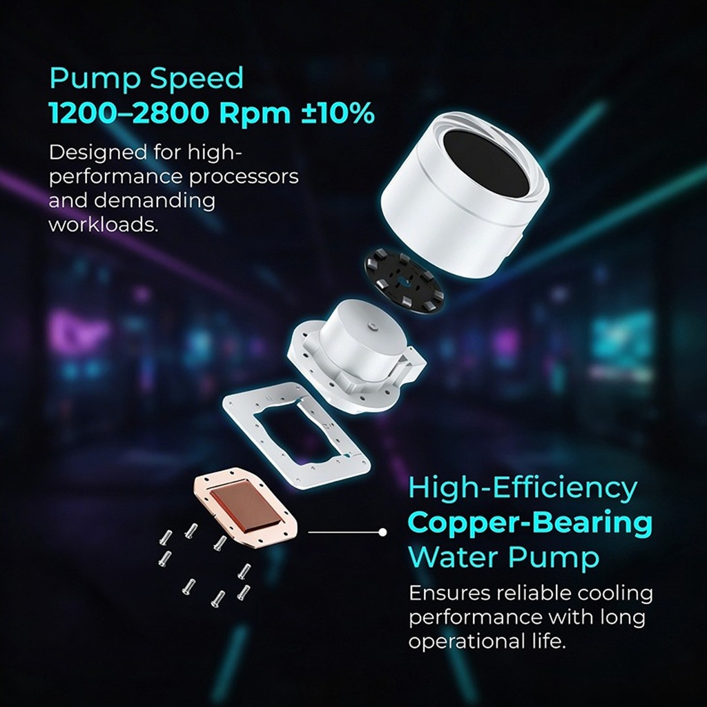 Tortox Nextgen Nivora High Performance 3600mm RGB Liquid CPU Cooler - White