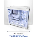 Tortox Curvo Mid Tower Two Panel Front & Left Side Tempered Glass Case with 7 ARGB Fans - White
